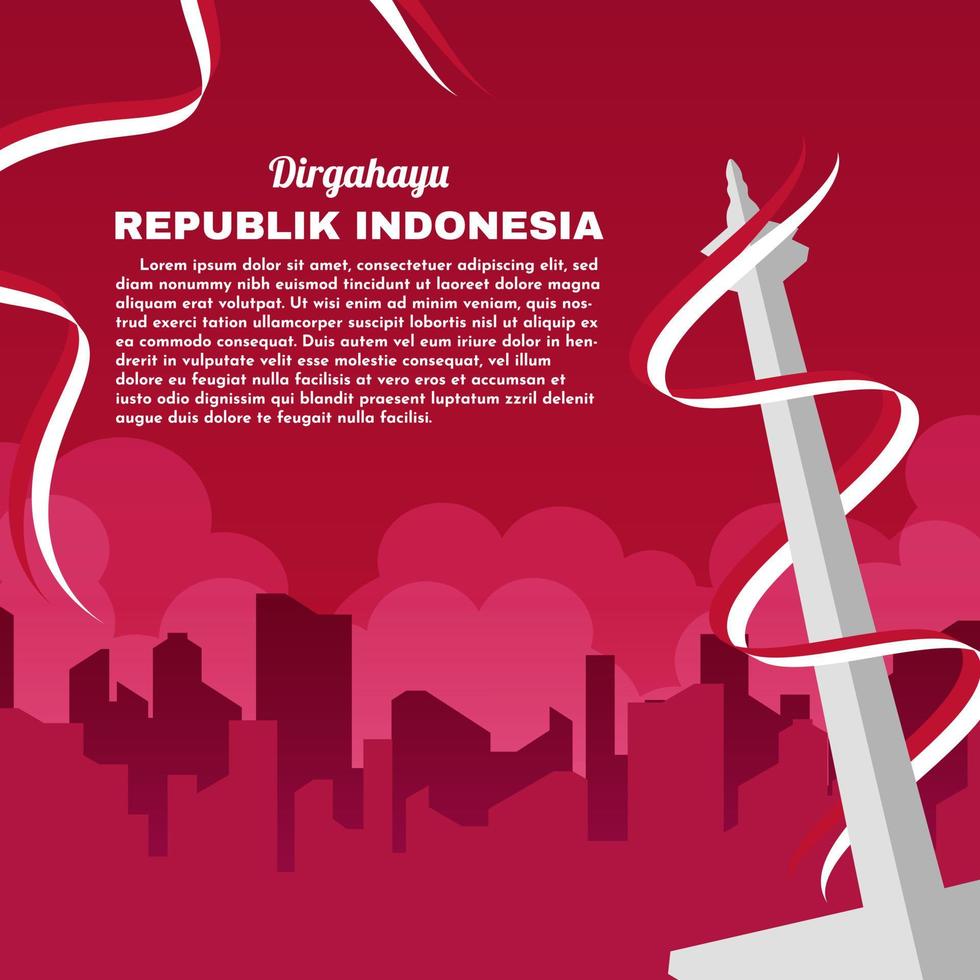 Happy 17th August indonesia independence day background with text vector