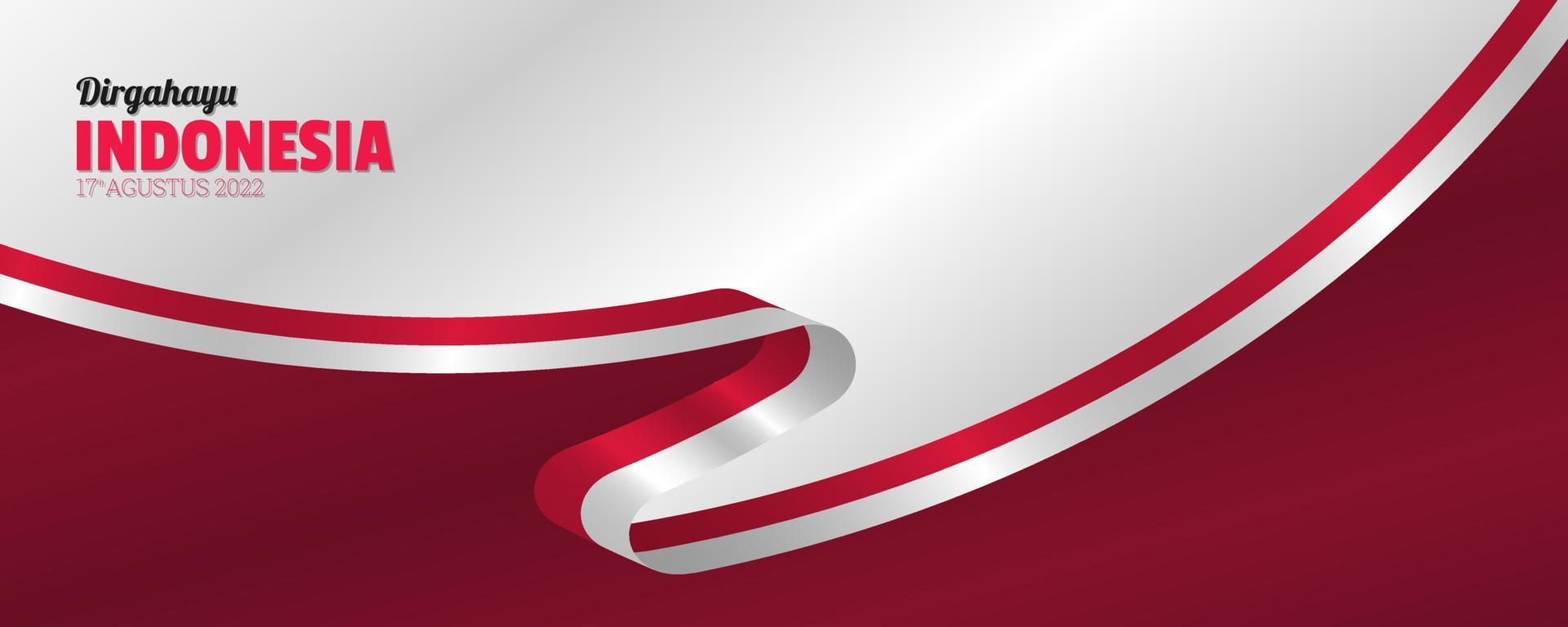 17th August indonesia independence day banner with ribbon fly style vector