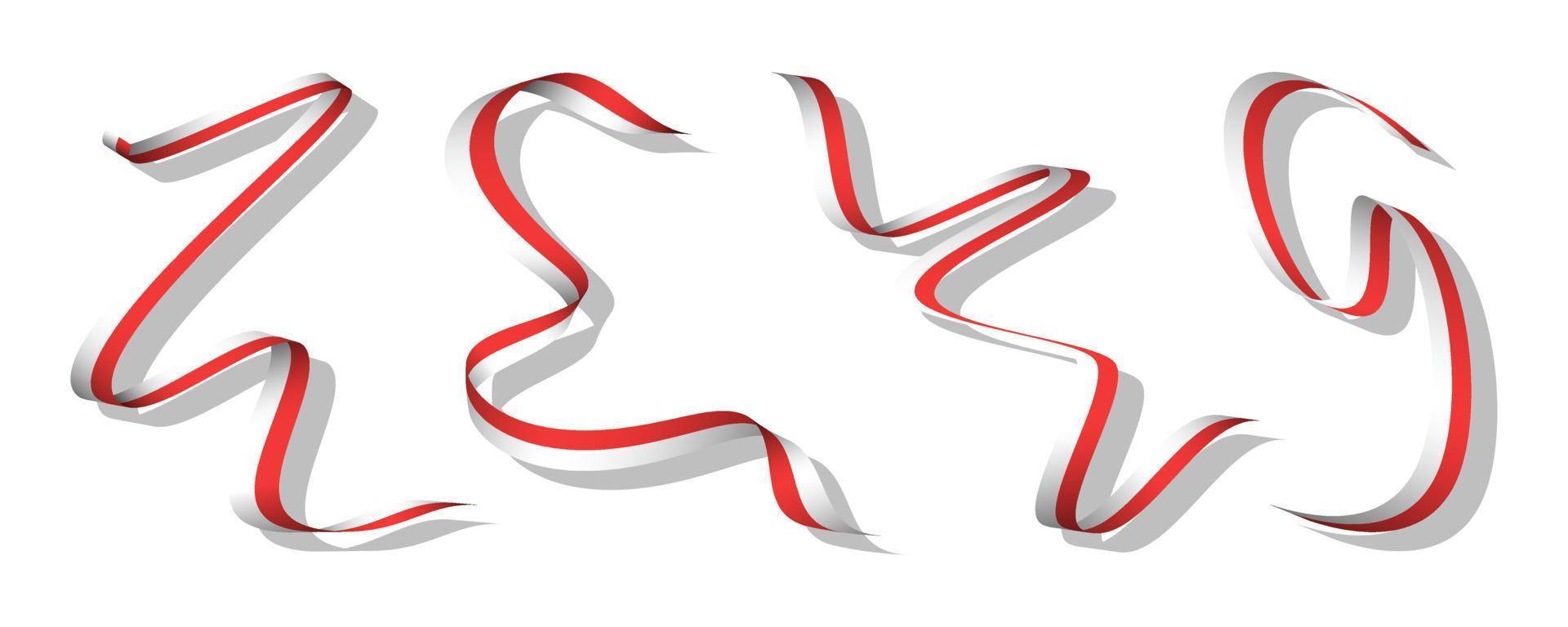 Set of indonesian flag in abstract ribbon style vector