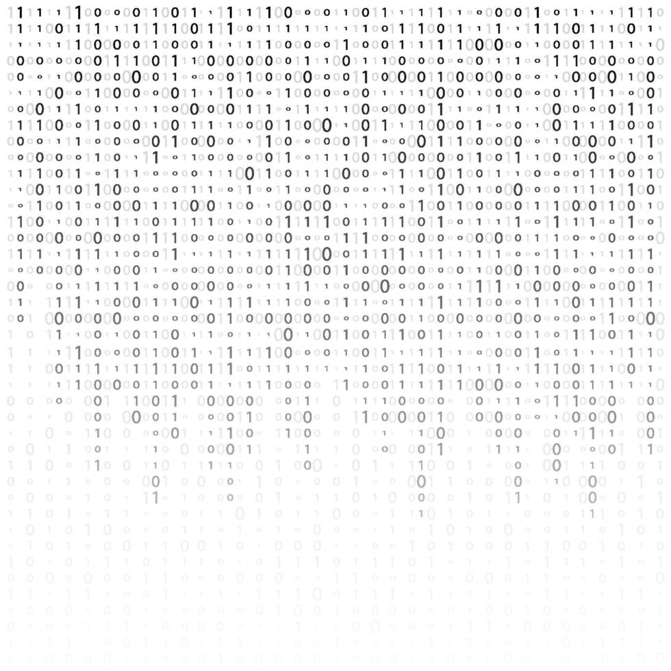 Background With Digits On Screen. binary code zero one matrix white background. banner, pattern, wallpaper. Vector illustration