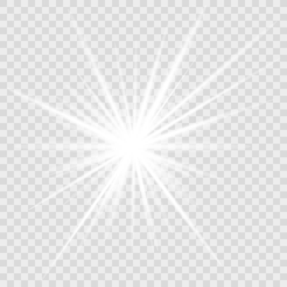 White glowing light burst explosion with transparent. Vector illustration for cool effect decoration with ray sparkles. Bright star