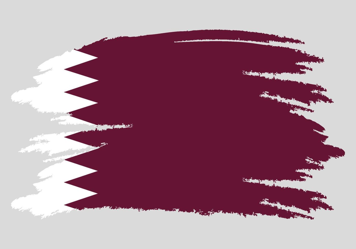 Brush painted Qatar flag Hand drawn style illustration with a grunge effect and watercolor. vector