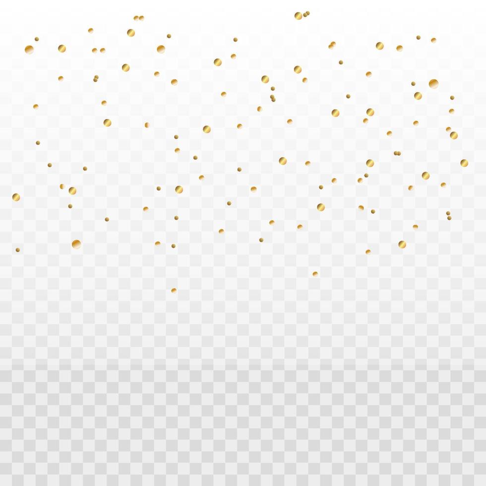 Confetti and streamer ribbon falling on transparent background. Falling shiny gold confetti. Bright golden festive tinsel. Party backdrop. Holiday design elements for web banner, poster vector