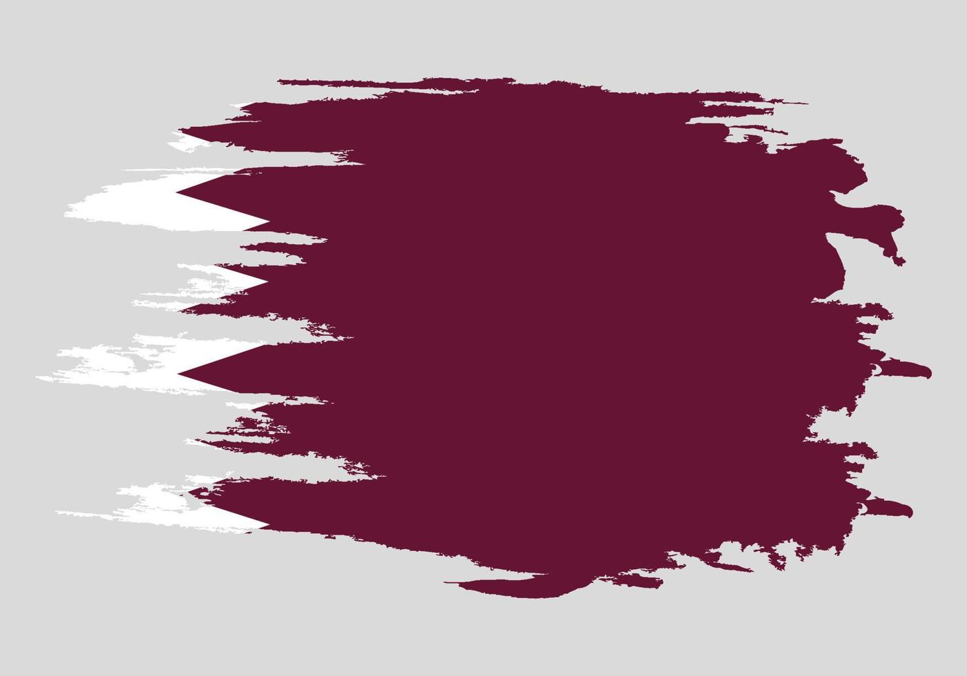 Brush painted Qatar flag Hand drawn style illustration with a grunge effect and watercolor. vector