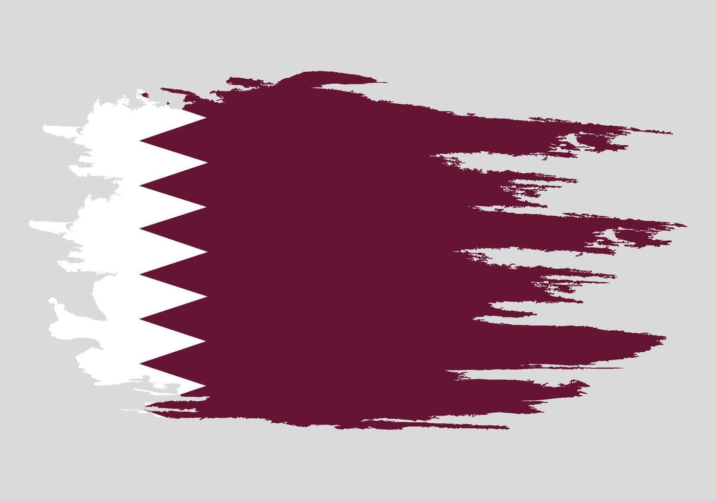Brush painted Qatar flag Hand drawn style illustration with a grunge effect and watercolor. vector