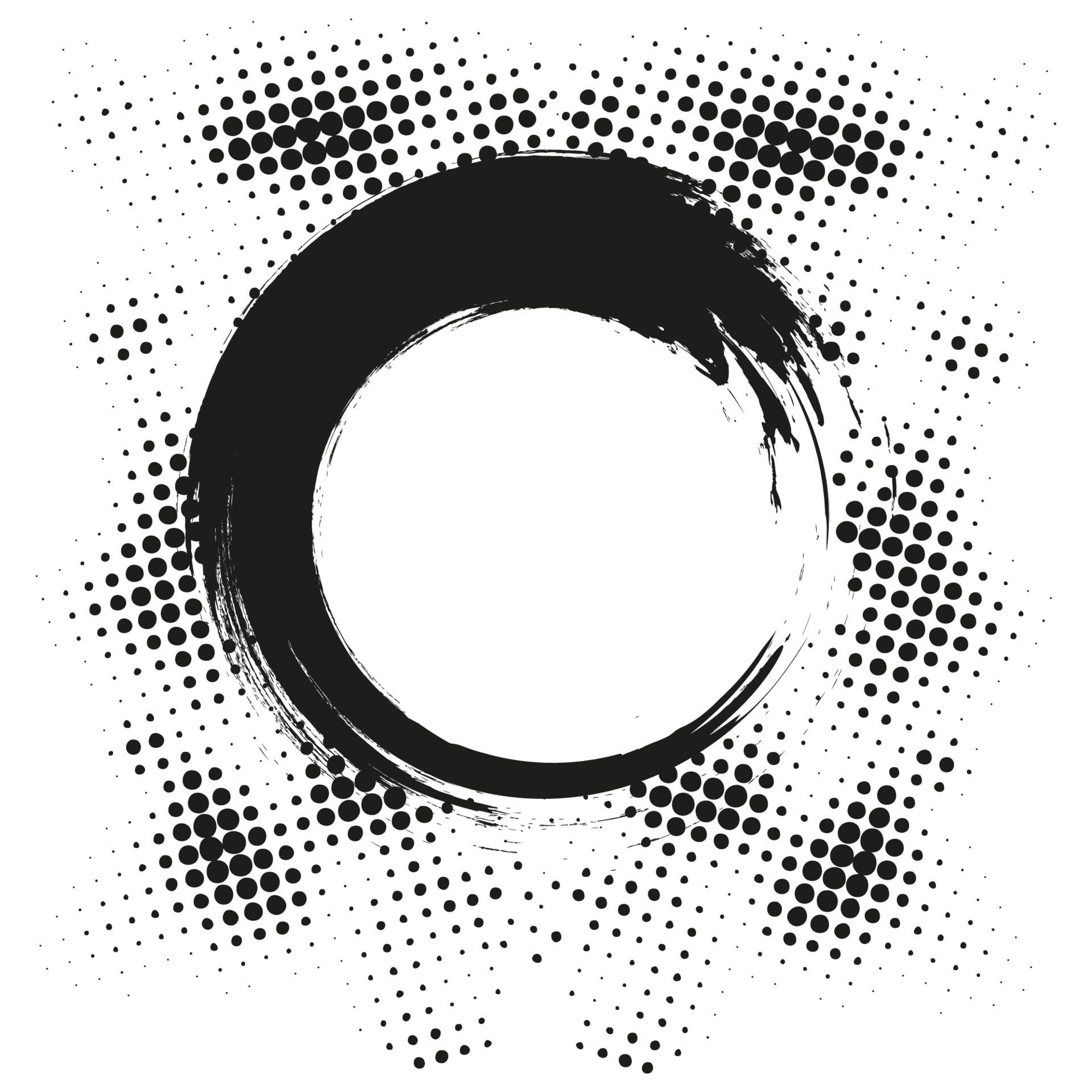 Halftone black grunge abstract circle dotted frame circularly