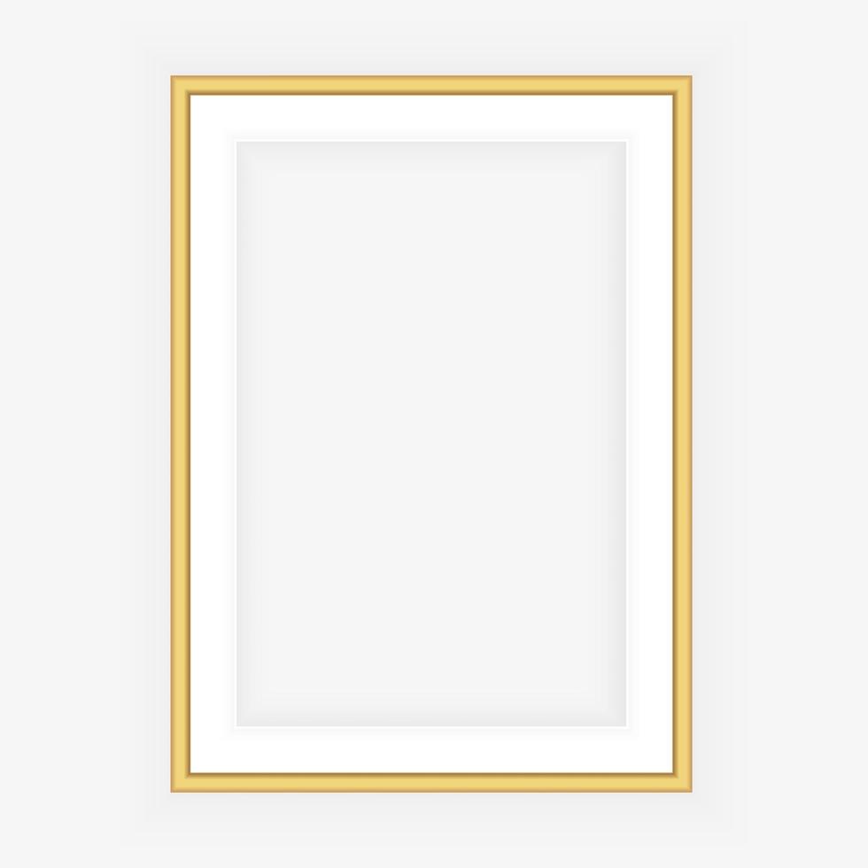 Realistic gold frame isolated on grey background. Perfect for your presentations. Vector illustration.
