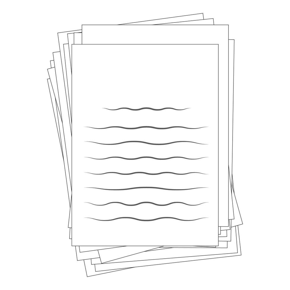 Stack of paper sign, template design element, pile of used papers on white background. Ready for your design. Vector illustration