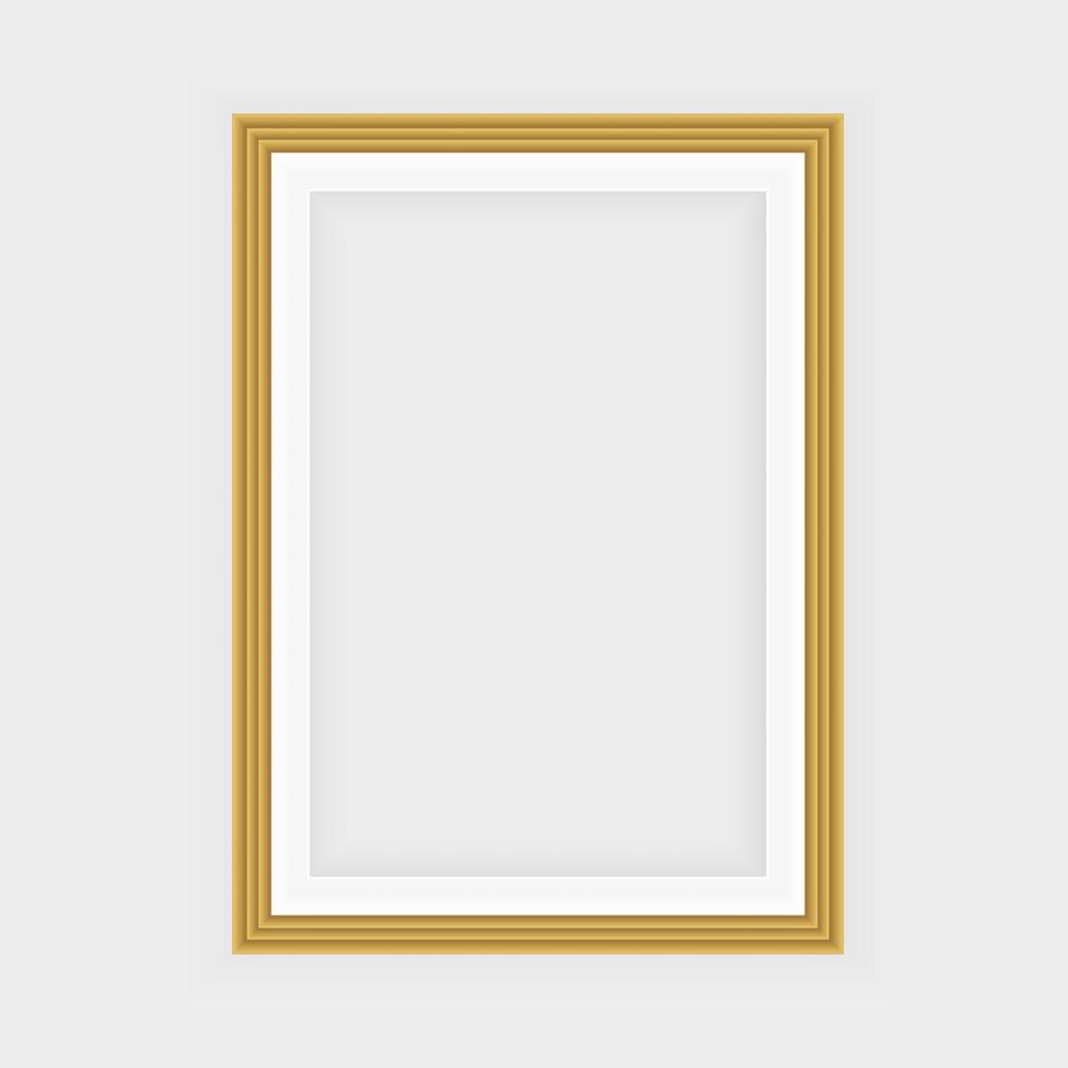 Realistic gold frame isolated on grey background. Perfect for your presentations. Vector illustration.