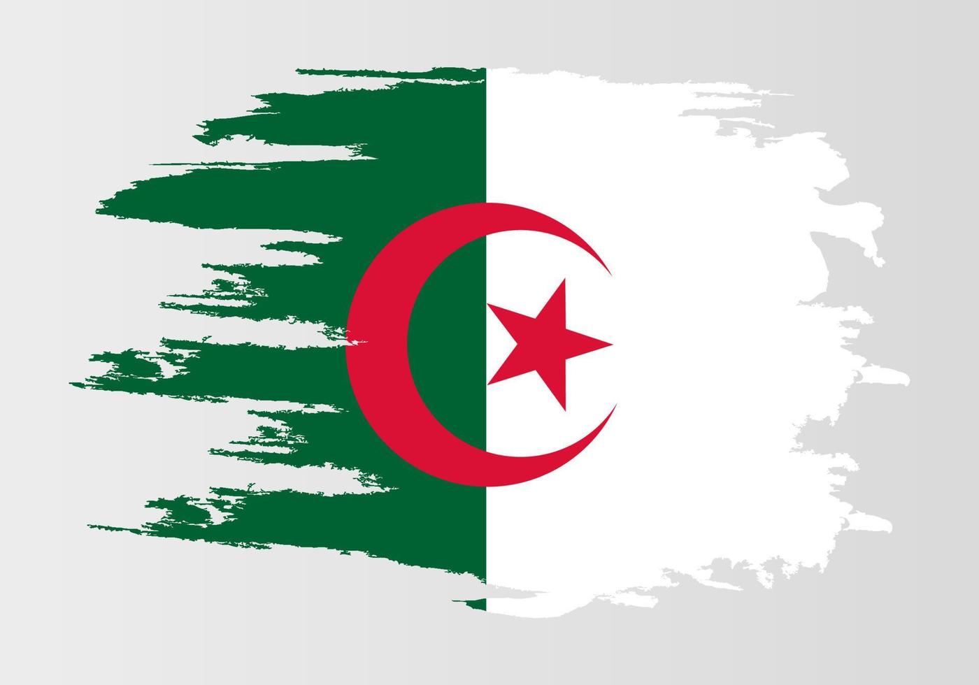 Ilustración de estilo dibujado a mano con la bandera de argelia pintada a pincel con un efecto grunge y acuarela. vector