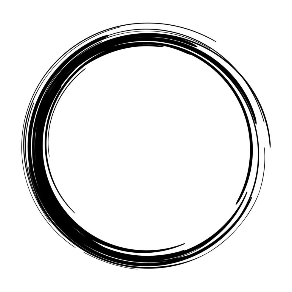 círculos de trazos de pincel vectorial de pintura sobre fondo blanco. círculo de pincel dibujado a mano con tinta. logotipo, ilustración de vector de elemento de diseño de etiqueta. círculo abstracto. cuadro.