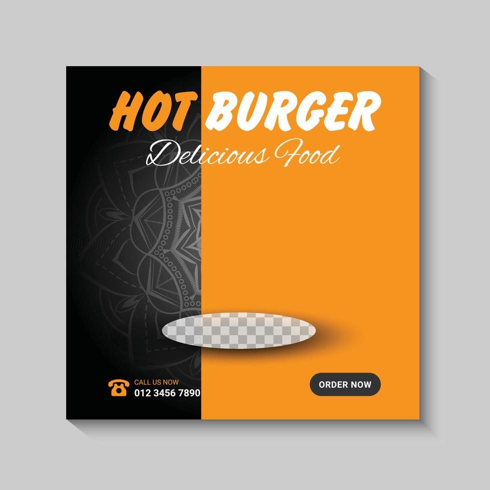 banner de redes sociales de menú de comida y plantilla de diseño de publicación de promoción de redes sociales vector
