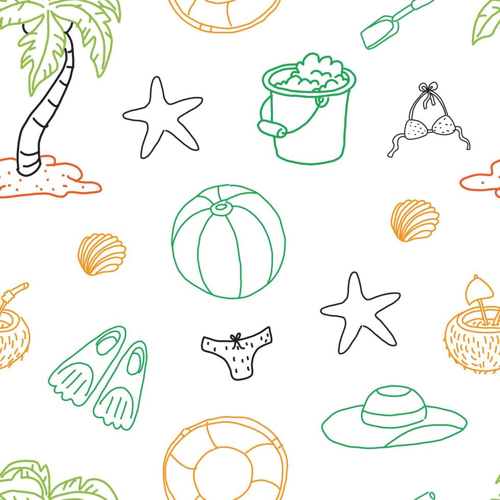 Creative hand-drawn summer seamless pattern vector