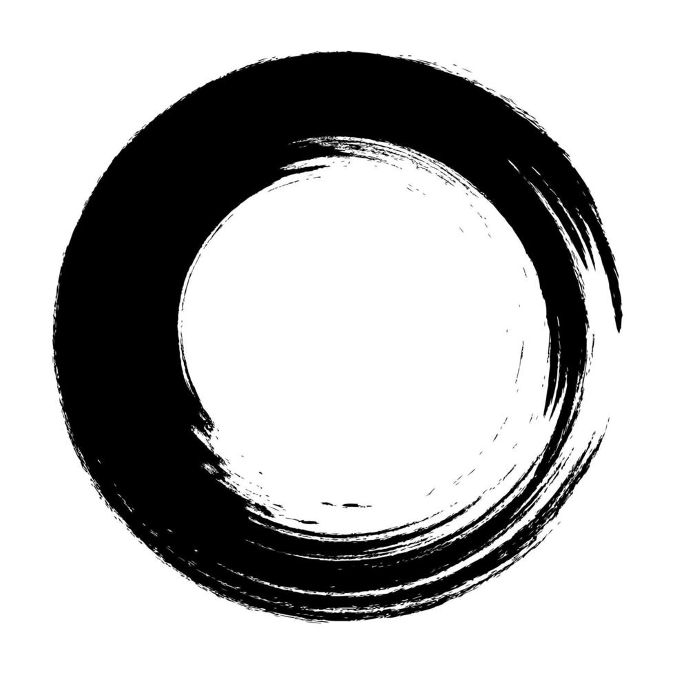 vector brush strokes circles of paint on white background. Ink hand drawn paint brush circle. Logo, label design element vector illustration. Black abstract grunge circle. Frame
