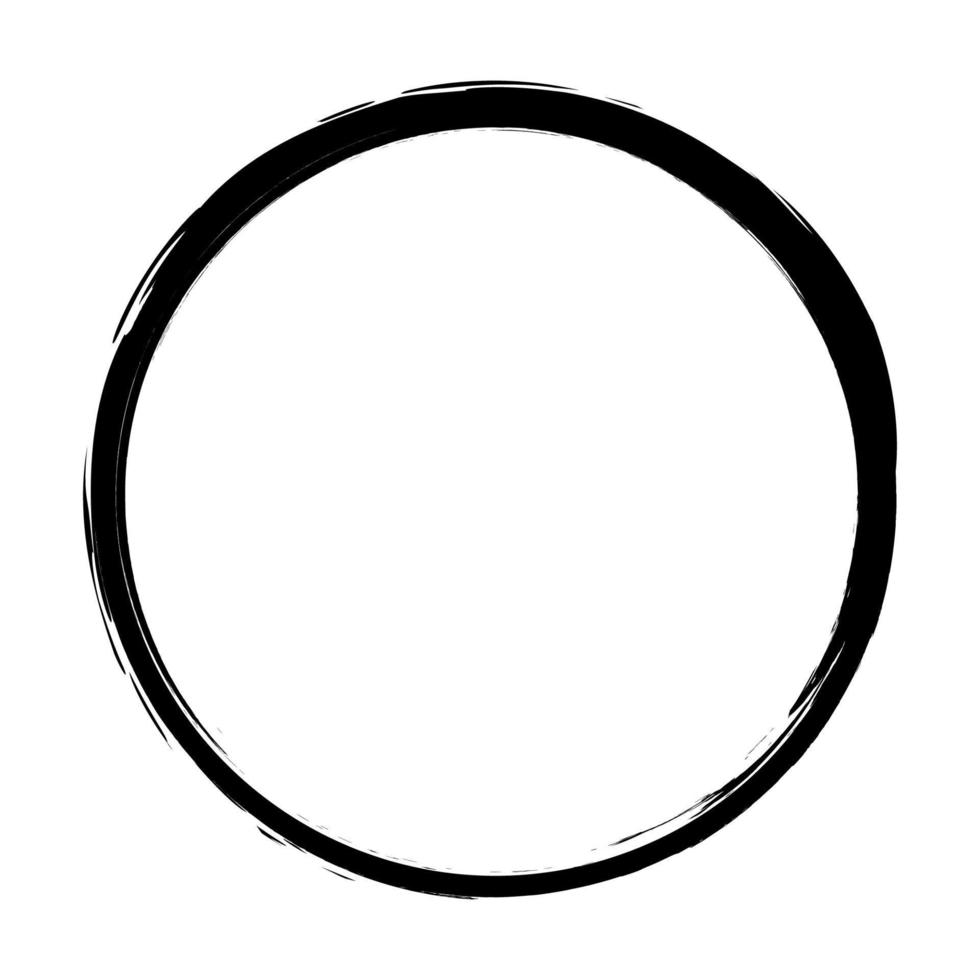 vector brush strokes circles of paint on white background. Ink hand drawn paint brush circle. Logo, label design element vector illustration. Black abstract grunge circle. Frame
