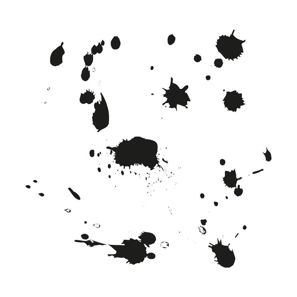 Paint splatter background. Grunge distress calligraphy ink stains. Black ink blow explosion. Splatter background. Spray paint drops. Vector illustration.