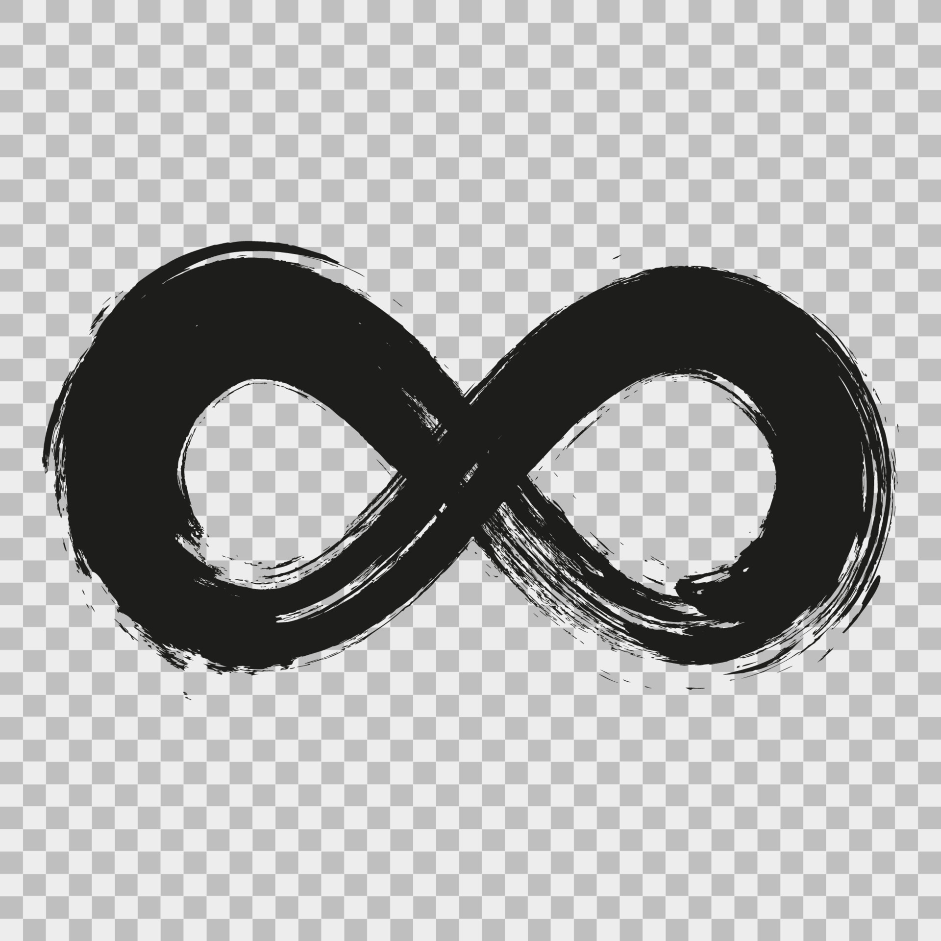 Grunge infinity symbol. Hand painted with black paint. Grunge brush