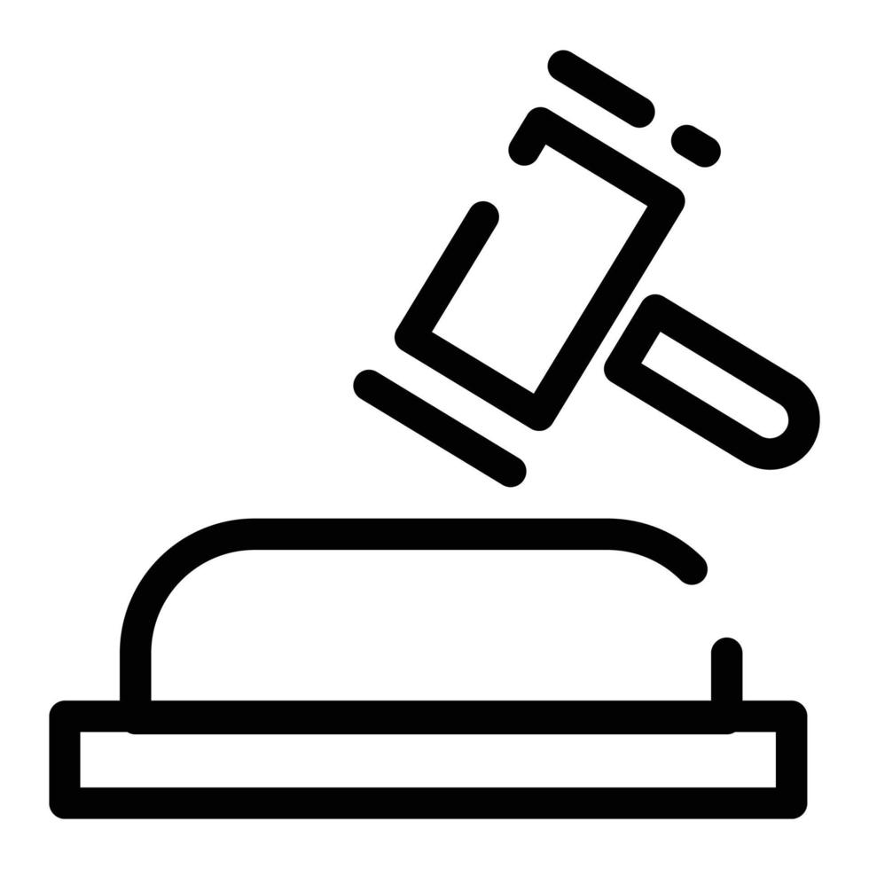 Lawyer hammer icon. Judge gavel on white background. Vector illustration.