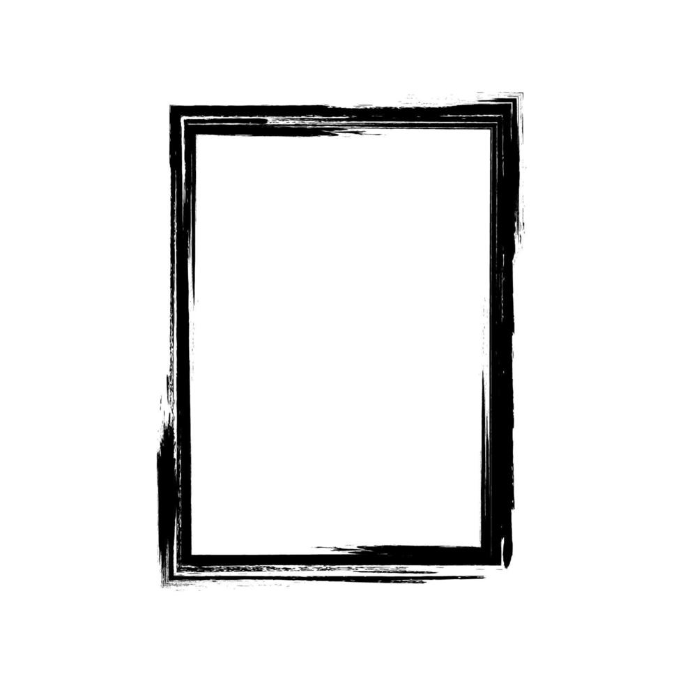 Vector brush strokes square of paint on white background. Ink hand drawn paint brush square