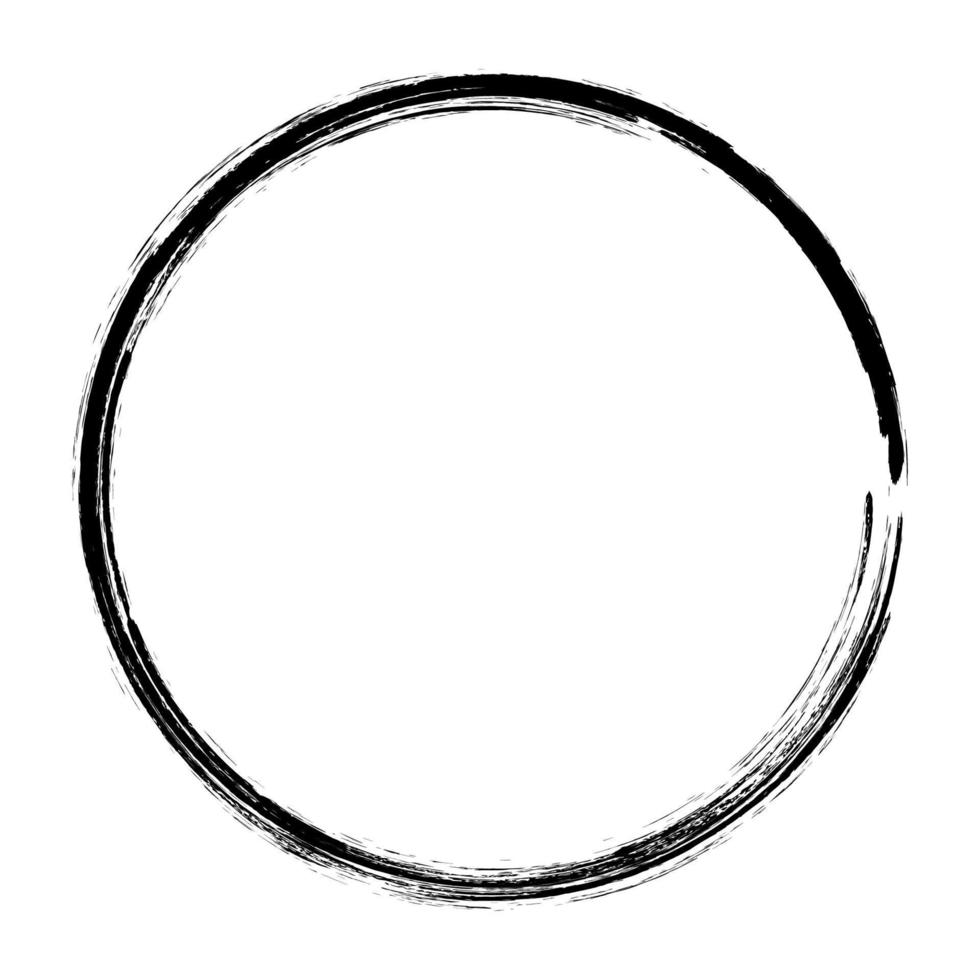 círculos de trazos de pincel vectorial de pintura sobre fondo blanco. círculo de pincel dibujado a mano con tinta. logotipo, ilustración de vector de elemento de diseño de etiqueta. círculo de grunge abstracto negro. cuadro