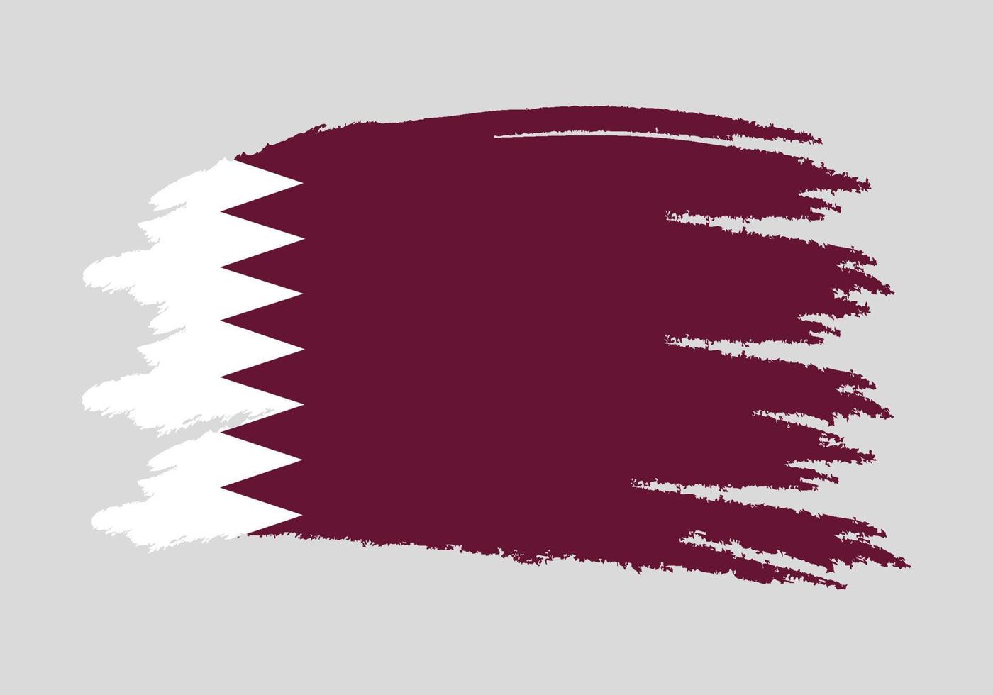 Brush painted Qatar flag Hand drawn style illustration with a grunge effect and watercolor. vector