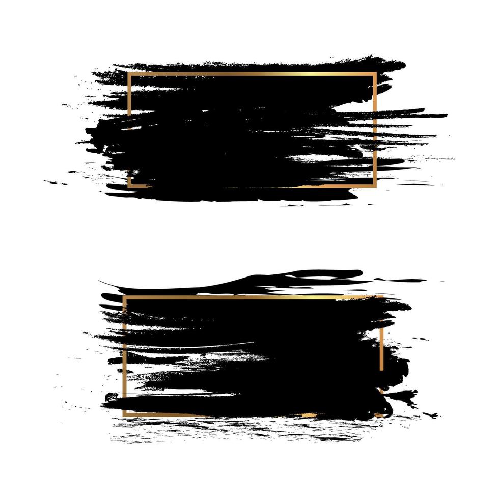 marco de pintura negra, trazo de pincel de tinta, pincel, línea o textura. elemento de diseño artístico sucio, caja, marco o fondo para texto. vector