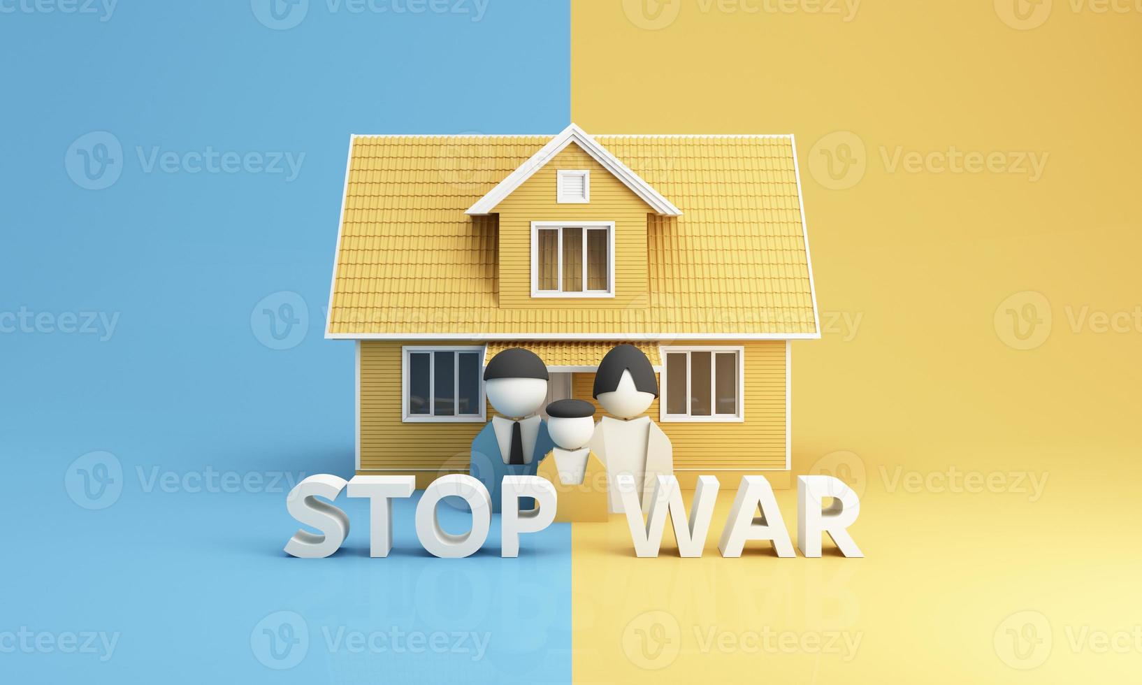 calls to Stop war No war, stop war, russian aggression. 3d render photo