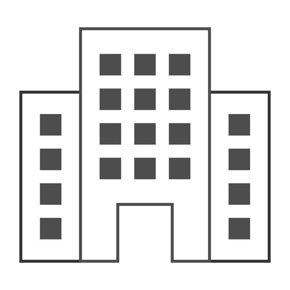 Hotel building icon on white background. Vector illustration.