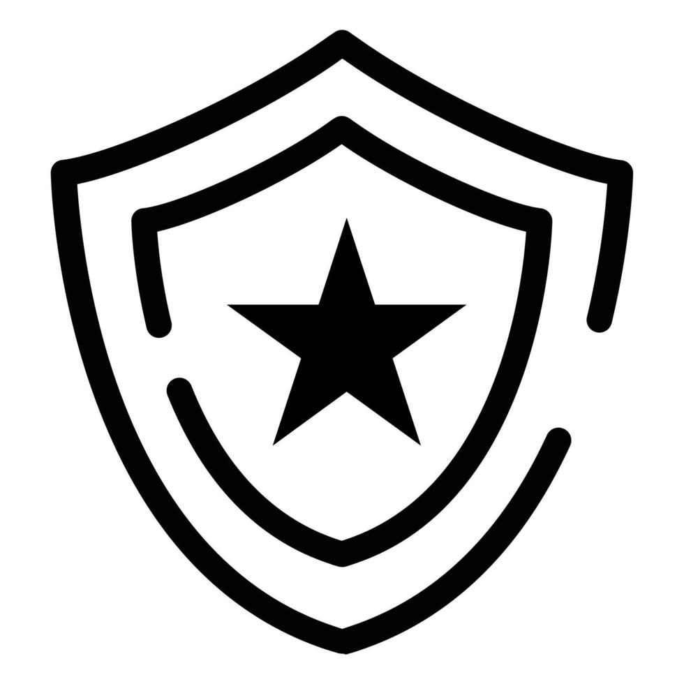 Shield line icon with stars on white background. Vector illustration.