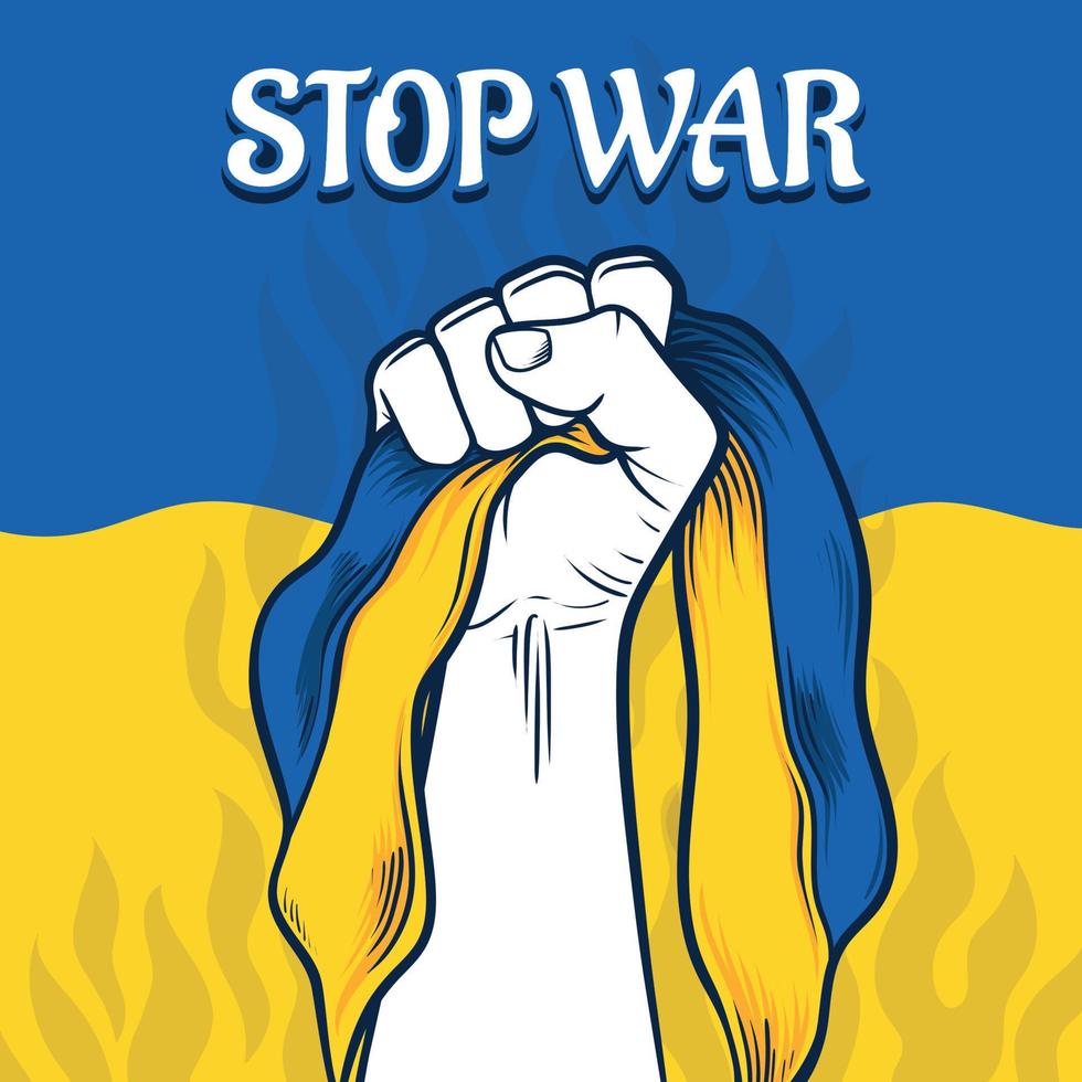 fist hand stop war in ukraine illustration vector