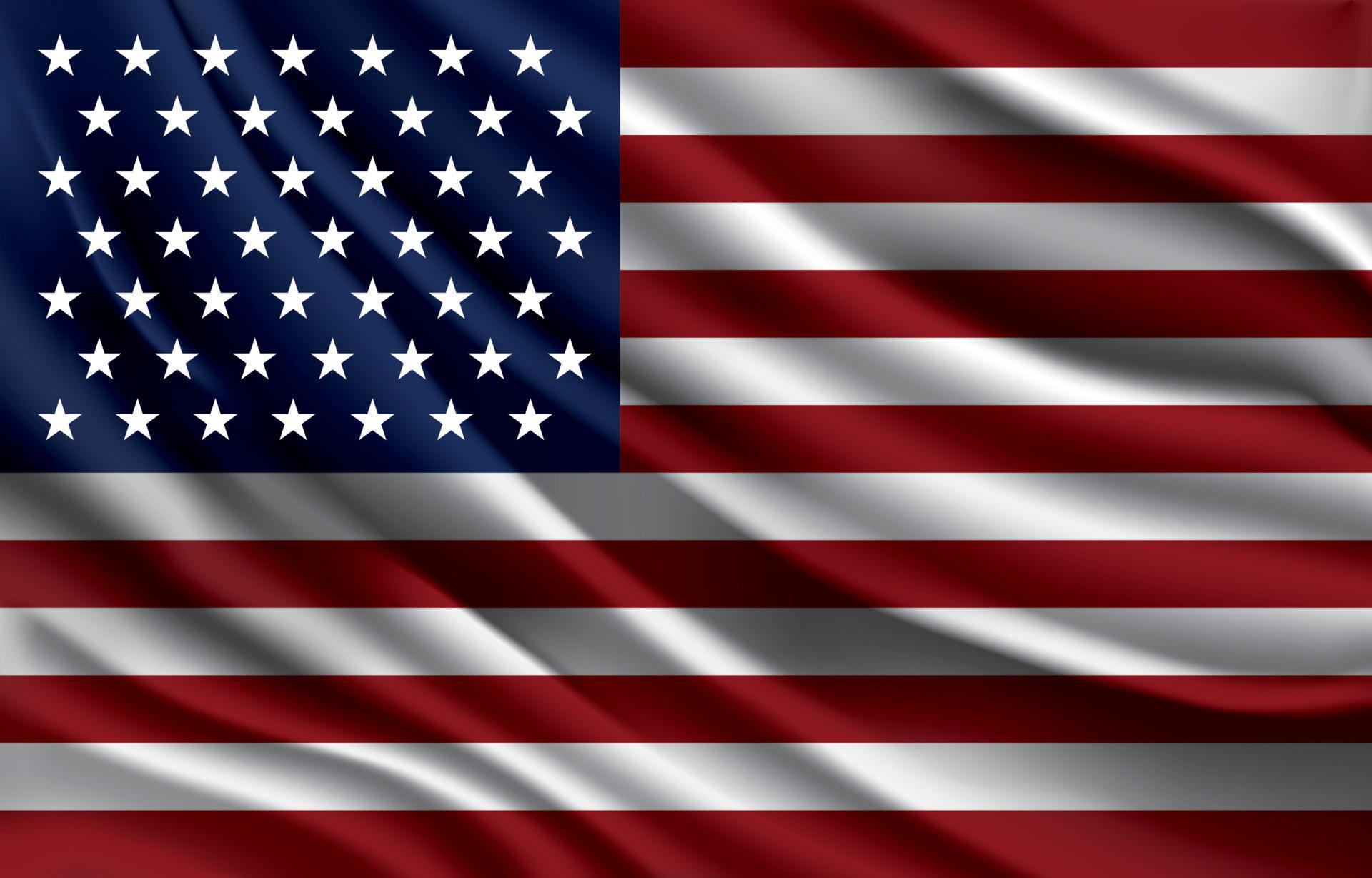 United State Of America National Flag Waving Realistic Vector
