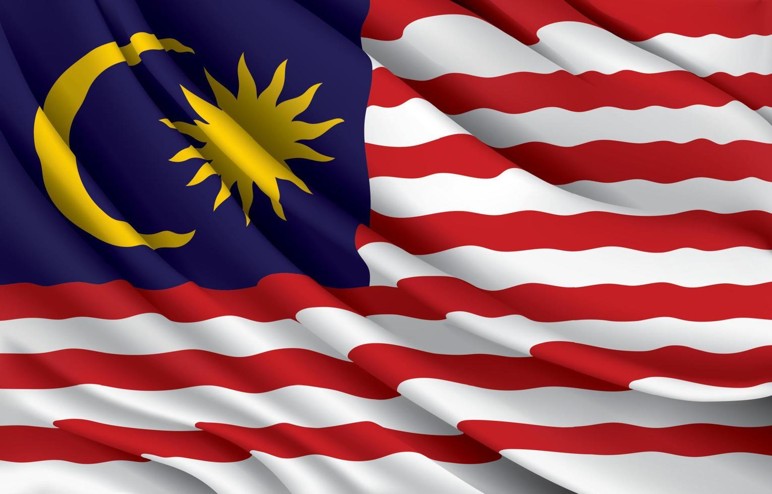 bandera nacional de malasia ondeando ilustración vectorial realista vector