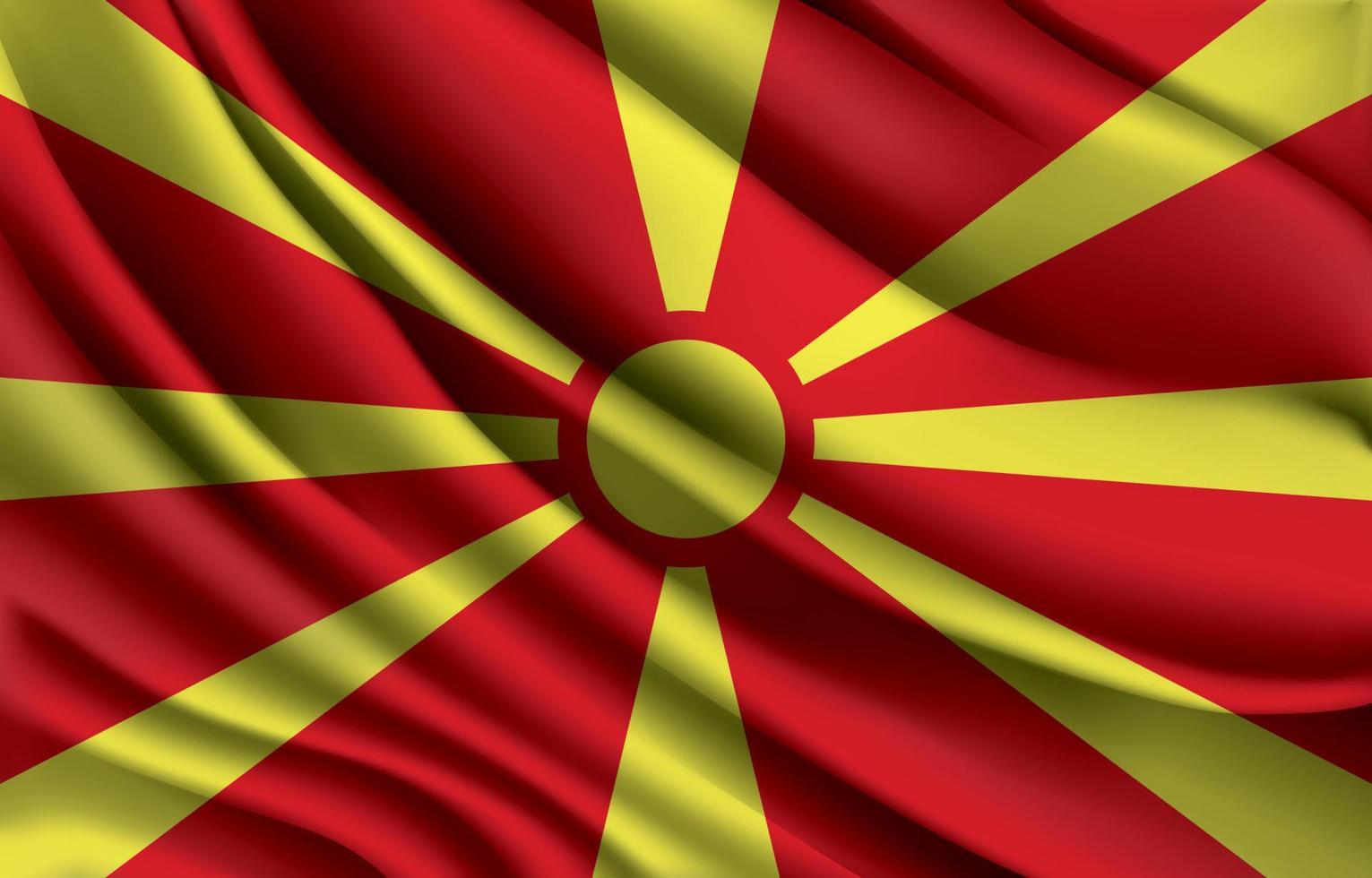 bandera nacional de macedonia del norte ondeando ilustración vectorial realista vector