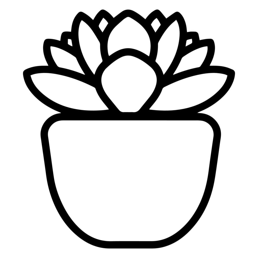 Haworthia Cooperi succulent potted plant line icon for apps and websites. Vector illustration.