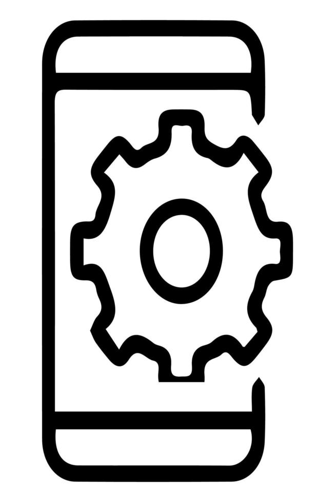 Setup phone icon. Setting up applications on a mobile phone, icon, updating software, thin line web symbol on white background. Vector illustration.