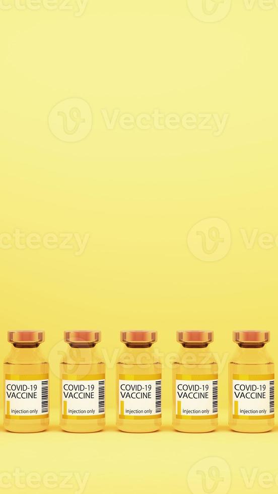Covid-19 self test kit with vaccine and medicine on white background. 3d rendering photo
