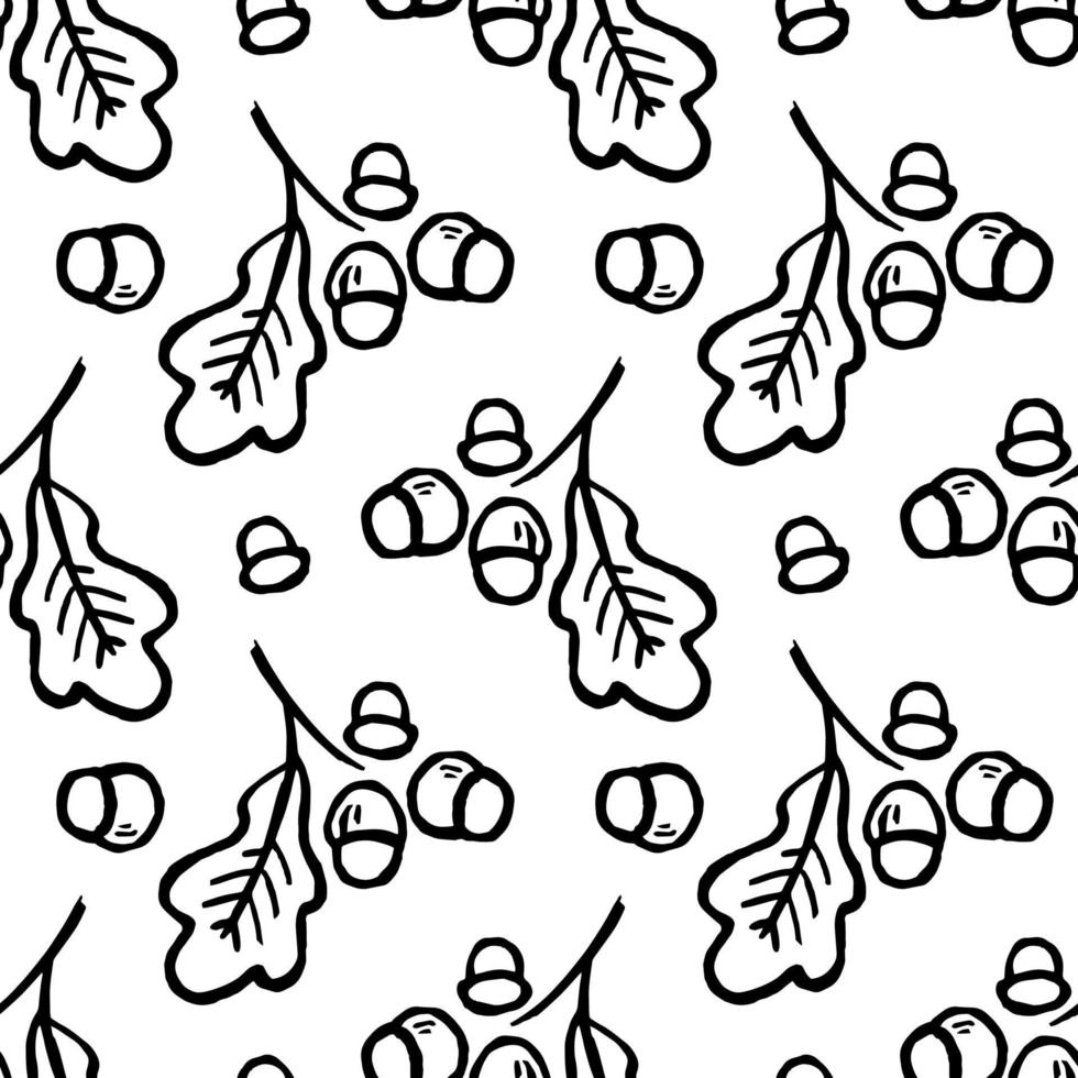 acorn oak - vector seamless pattern. autumn plants. oak branch. floral pattern