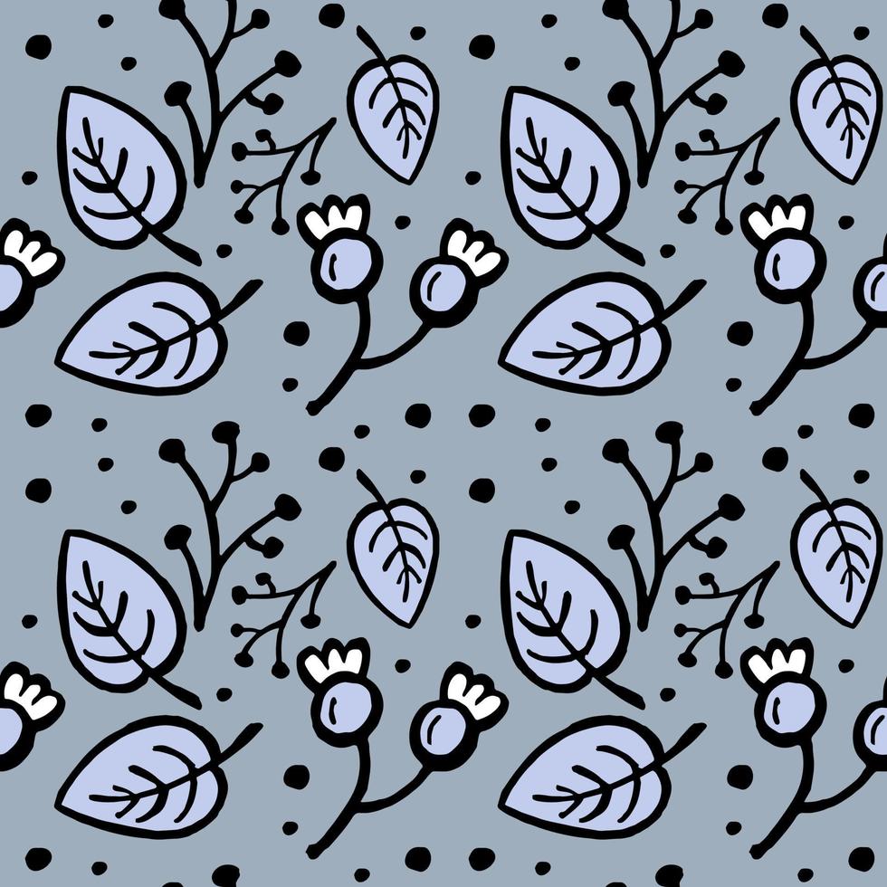 twigs, berries leaves - vector seamless pattern. autumn background in flat style. pattern for fabric