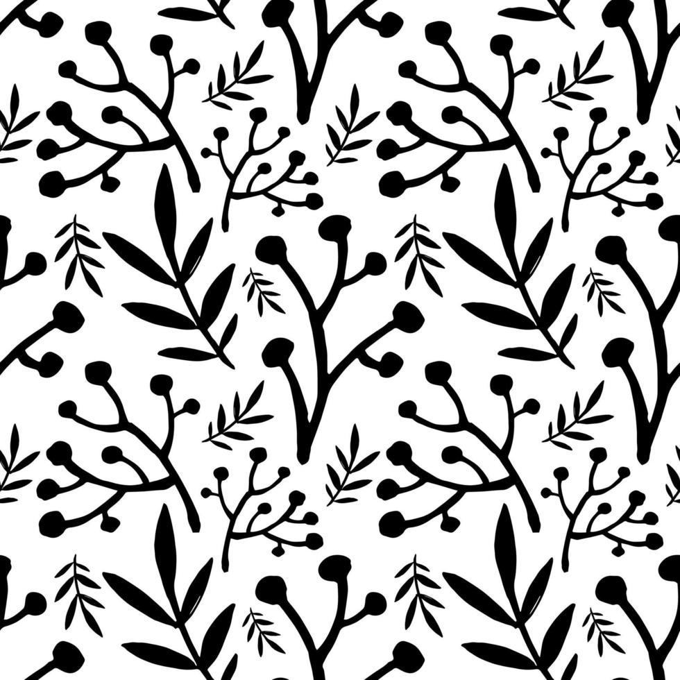 vector de fondo transparente de ramas. patrón floral para textiles, diseño de interiores. ramitas, bayas
