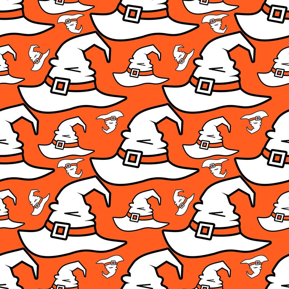 Halloween cap seamless background. cap witch vector illustration. hat wizard flat style isolate