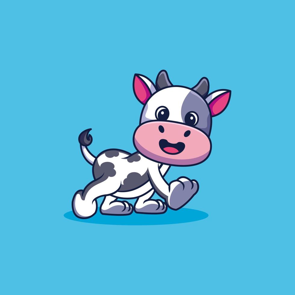 vector premium de dibujos animados de ilustración de mascota de vaca linda