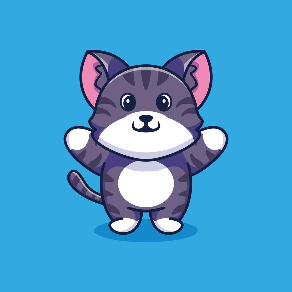 vector premium de dibujos animados de ilustración de mascota de gato lindo