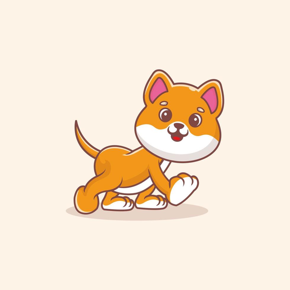 vector premium de dibujos animados de ilustración de mascota de perro lindo