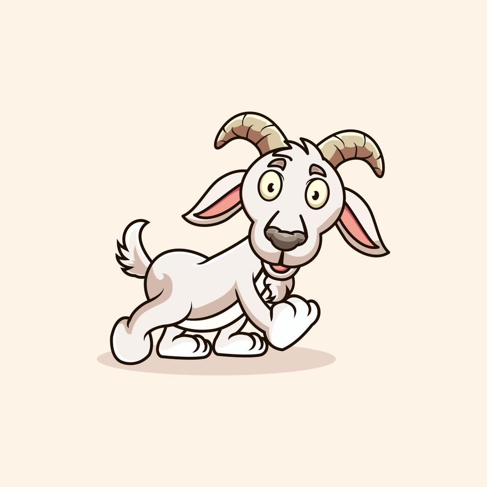 Cute goat mascot illustration cartoon premium vector