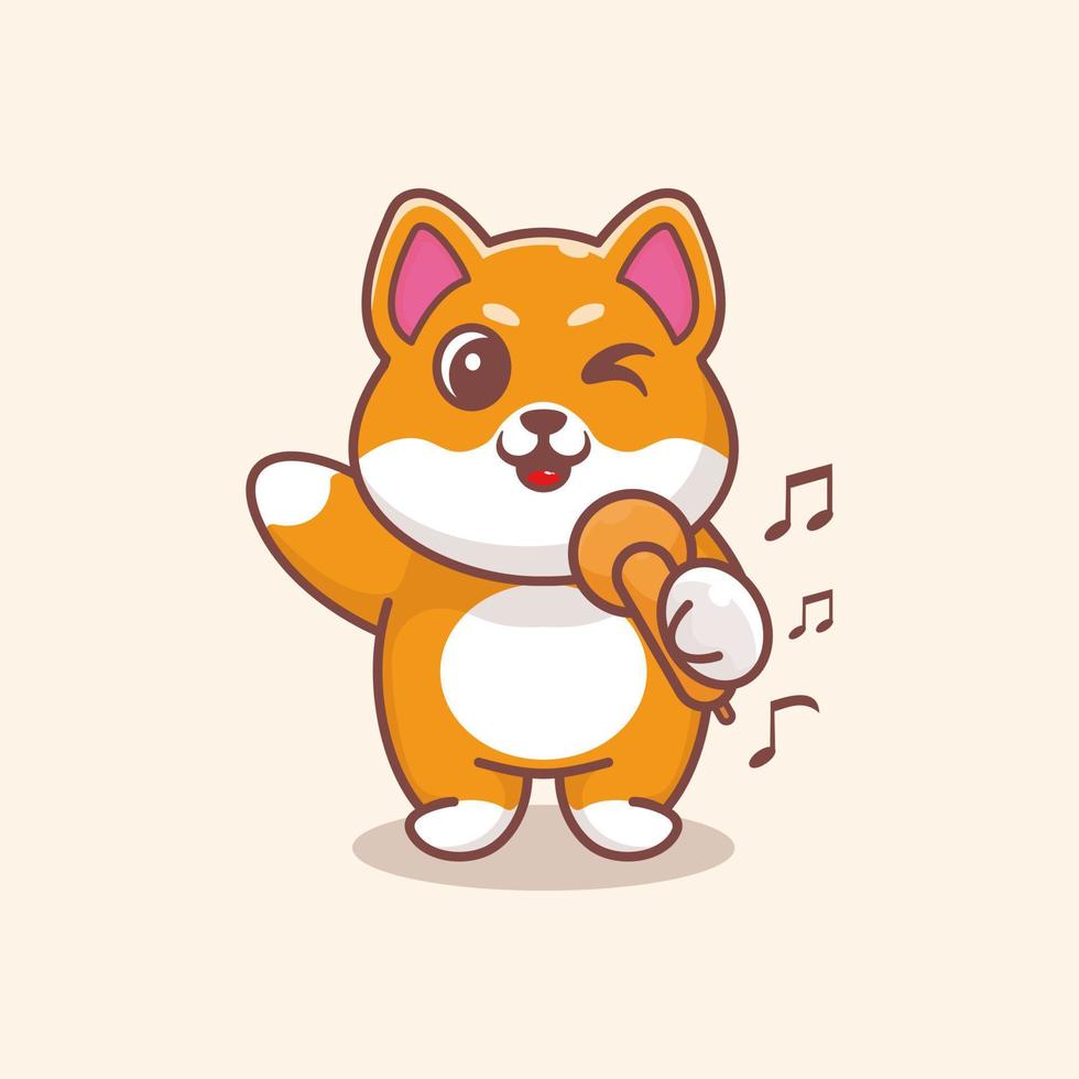 lindo perro cantando dibujos animados diseño premium vector