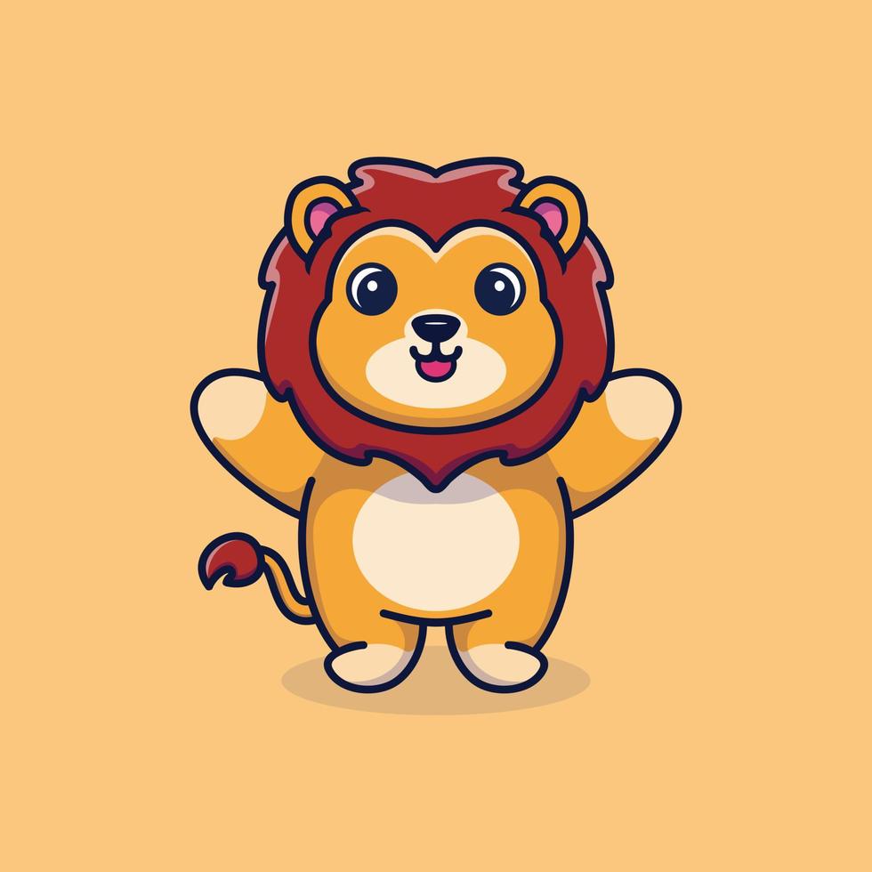 vector premium de dibujos animados de ilustración de mascota de león lindo