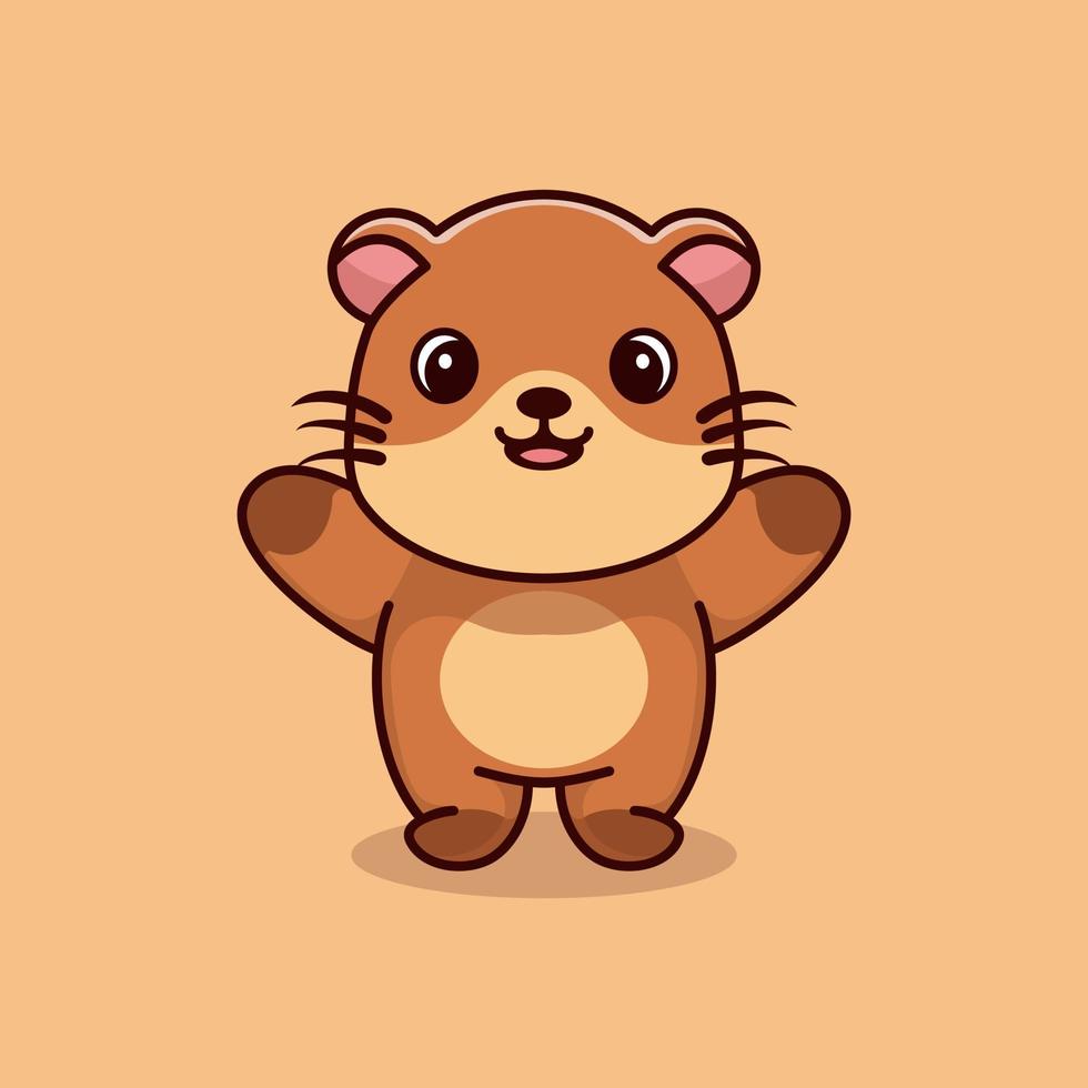 Cute otter mascot illustration cartoon premium vector