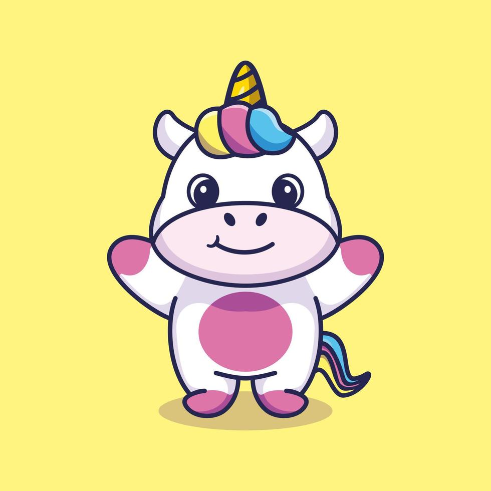 vector premium de dibujos animados de ilustración de mascota de unicornio lindo