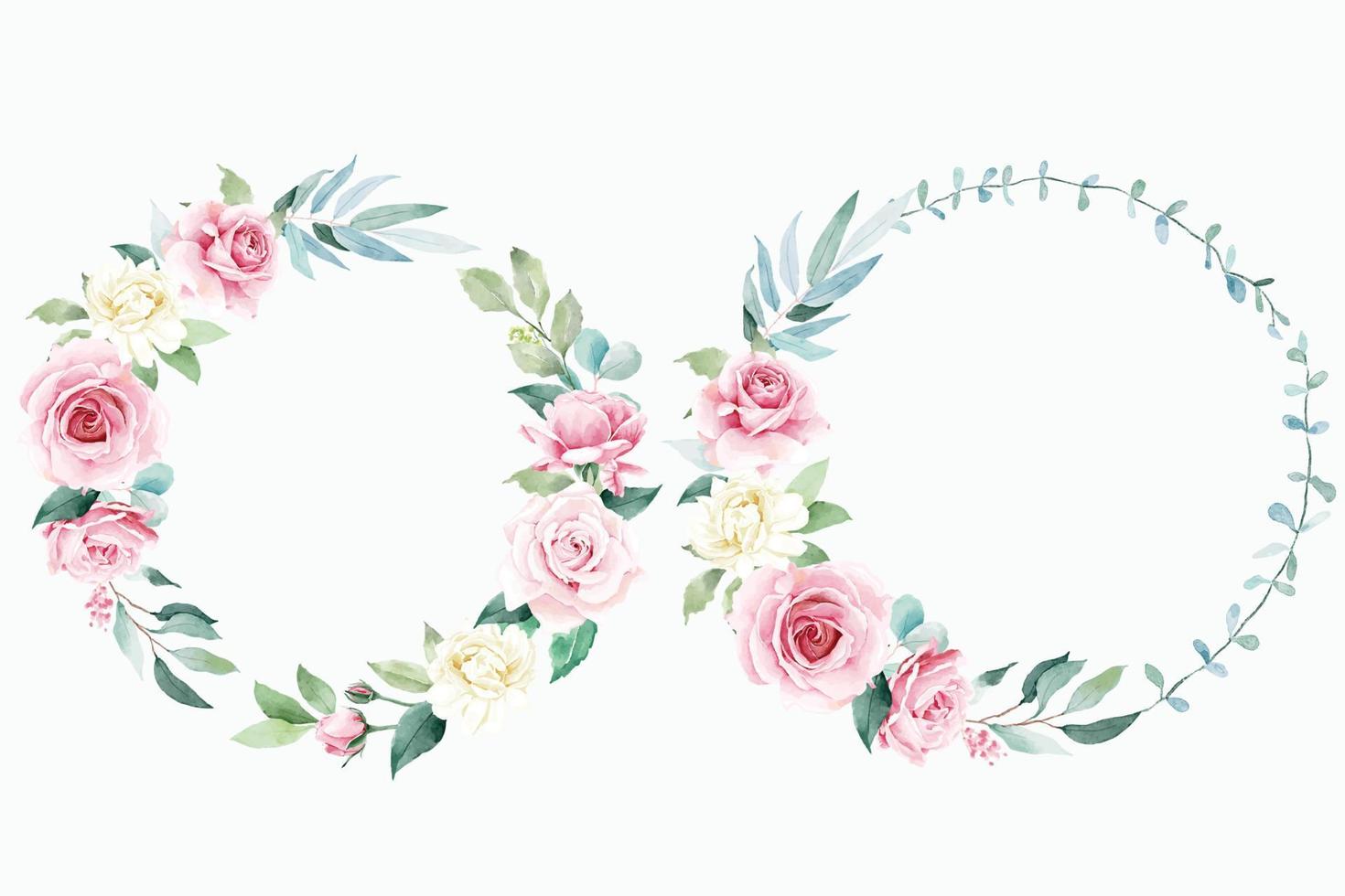 Wreath of rose flower collection vector