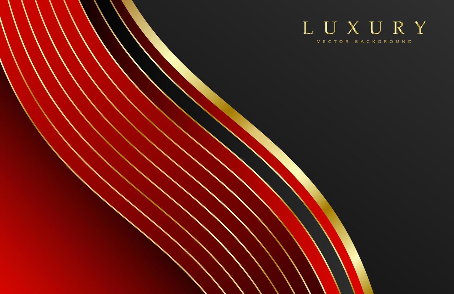 Red luxury background with gold line decoration and glitter light effect. vector